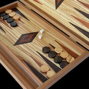 Traditional Olive wood Backgammon Set - Medium size - Olive wood Checkers - Handmade in Greece