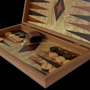 Traditional Olive Burl Backgammon Set - Olive wood checkers - Handmade in Greece