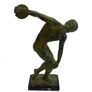 Bronze &quot;Diskobolus of Myron&quot; discus thrower sculpture