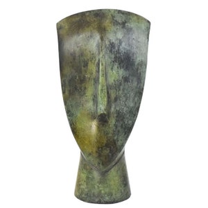 Cycladic Bronze Head Figurine - Ancient Greek Abstract Art statue Simplicity