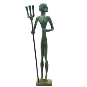 Poseidon small bronze sculpture - Ancient Greek God of the sea - Twelve Olympians