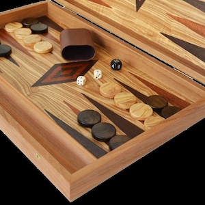 Traditional Olive wood Backgammon Set  Olive wood checkers  Handmade in Greece
