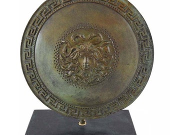 古代ギリシャのメデューサの盾 本物の博物館レプリカ - 台座付き手作り