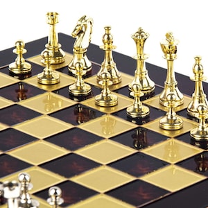 Chess Set Gold and Silver Pawns 4 Board Colors to Choose Black Blue ...
