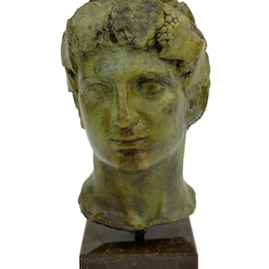 Busto de estatua de bronce de Dioniso Dios de la elaboración del vino, el ritual y el éxtasis
