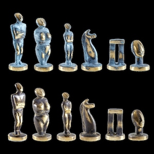 Cycladic Art Solid Brass Large Chess Set - Handmade in Greece