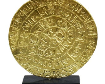 Phaistos disc Bronze sculpture - Palace of Knossos Museum Replica - Minoan Period