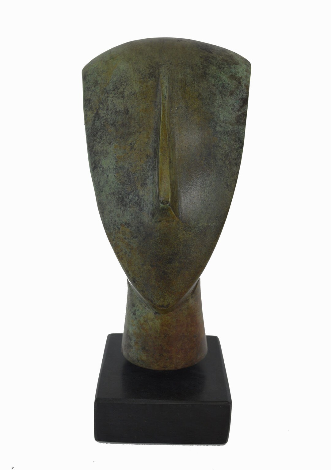 Cycladic Head Bronze Marble Based Aged Sculpture Etsy