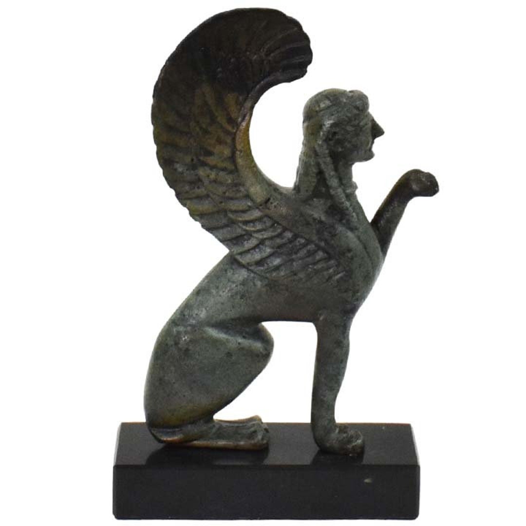 Sphinx Small Sculpture - Ancient Greek Bronze Statue - Guardian of ...