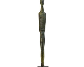 Cycladic Bronze Idol statue on marble base - Ancient Art Abstract Simplicity