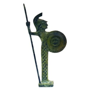 Goddess Athena with shield small bronze statue - Symbol of Wisdom Strategy