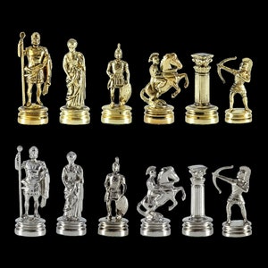 Archers small Chess Set - Gold and Silver Pawns - Handmade in Greece