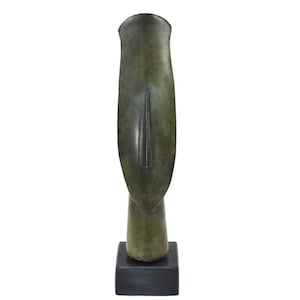 Cycladic Bronze Head on marble base - Ancient Abstract Art statue - Simplicity