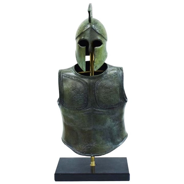 Ensemble casque d'armure corinthienne spartiate grecque en bronze pur - Infanterie de soldat hoplite