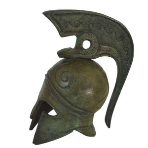 Corinthian Bronze Mini Helmet with Snake Design - Symbol of Healing and Guardian
