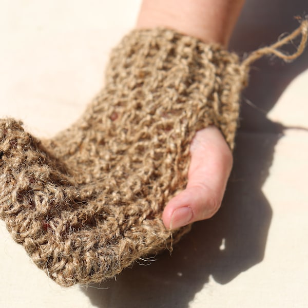 Hand made knitted hemp washcloth. Exfoliating Massage. Natural sponge. Vegan glove. Zero waste. ECO