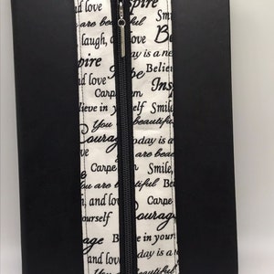 zipper pen sleeve, pen holder for notebook, journal, tablet, pen case, pencil case, fitness journal