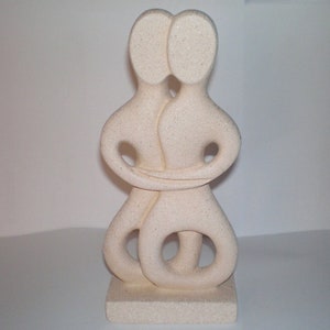 Figurine of Affectionate & Loving Couple  Romantic Moment Sculpture of Beloved Caring Companions  Cycladic Art Minimal Decoration Gift Idea