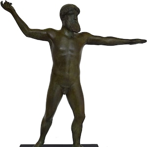 The Artemision Bronze-God from the Sea-Zeus or Poseidon-Bronze Statue -Marble Base-National Archaeological Museum of Athens-Museum Copy