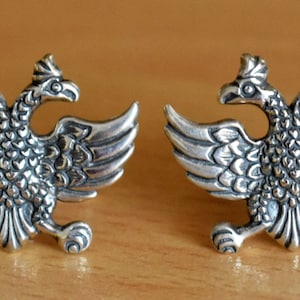 Silver Double Headed Eagle Cufflinks Sterling Silver Byzantine Empire Symbol East and West Symbol of Power Gift for Him Gift Idea
