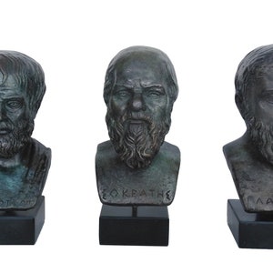 Set of Socrates Plato Aristotle bust - Western Philosophy Fathers Ancient Greece-Bronze Color Effect