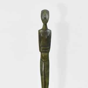 Bronze Cycladic Idol-Marble Base-Folded Arms - Ancient Greek Culture - 3200–2300 BC Museum Replica - Cyclades Keros