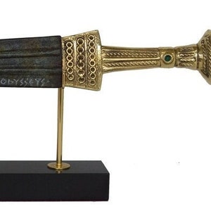 Odysseus 'Schwert-König von Ithaka-Griechischer Held des Troianischen Kriegs-Altgriechische Mythologie-Homer Ilias Odyssee-Bronze Dekorationsartikel mit Marmorsockel