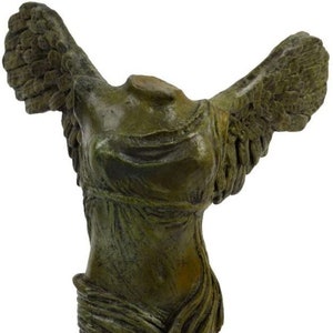 Nike of Samothrace-Bronze Statue-Marble Base-Winged Goddess of Victory- Daughter of Titan Pallas and Styx-Ancient Greek Art-Museum Copy