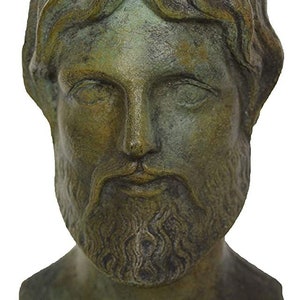 Democritus Bronze Bust-Marble Base-Ancient Greek Pre-Socratic Philosopher-Founder of Atomic Theory