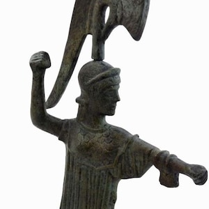 Bronze Statue of Goddess Athena Promachos-Marble Base-Symbol of Wisdom,Handicraft,Warfare & Strategy-Ancient Greek Religion-Museum Copy