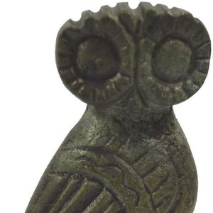 Owl of Wisdom-Small Flat Bronze Figure-Symbol of Knowledge Intelligence Insight-Ancient Greece-Goddess Athena&#39;s Sacred Bird-Athens