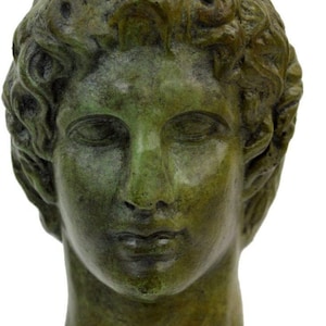 Decorative Bronze Bust of Alexander the Great on Stand - Alexander the Great Bronze Sculpture with Black Marble Base - Bronze Art Piece