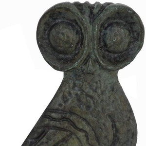 Owl of Wisdom-Small Flat Bronze Figure-Symbol of Knowledge Intelligence Insight-Ancient Greece-Goddess Athena&#39;s Sacred Bird-Athens