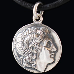 Silver Coin Pendant Alexander the Great Replica of Ancient Greek Coin Tetradrachm Reverse Goddess Athena Nikephoros King Lysimachos