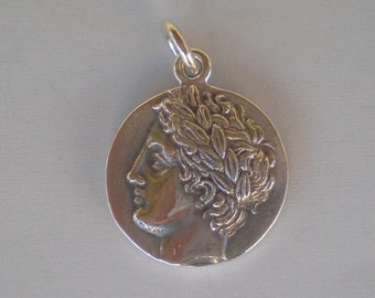 Apollo Tetradrachm Silver Pendant- Macedonia Olynthos Chalkidian League - Kouros