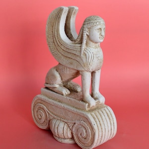 Sphinx of Naxos Statue Sphinx of the Naxians Sculpture on Ionic Column Mythical Creature Home Decoration Desktop Decor Gift Idea