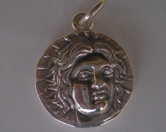 Helios Ancient Sun God Silver Pendant Apollo God of Light Rhodes Helius Silver Coin Pendant Gift for Him Gift for Her