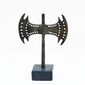 Small Bronze Labrys-Double Headed Axe-Pelekys-Minoan Crete-Ancient Greece-Symbol of the Beginning of the Creation-Marble Base-Museum Replica