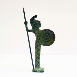 Small Bronze Figurine of Helmeted Goddess Athena  Small Bronze Statue Symbol of Wisdom, Handicraft, Warfare & Strategy Ancient Greek Symbol