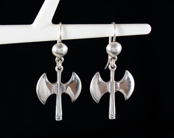 Labrys Handcrafted Silver Earrings-Double Headed Axe-Pelekys-Minoan Crete-Ancient Greece-Symbol of the Arche of the Creation