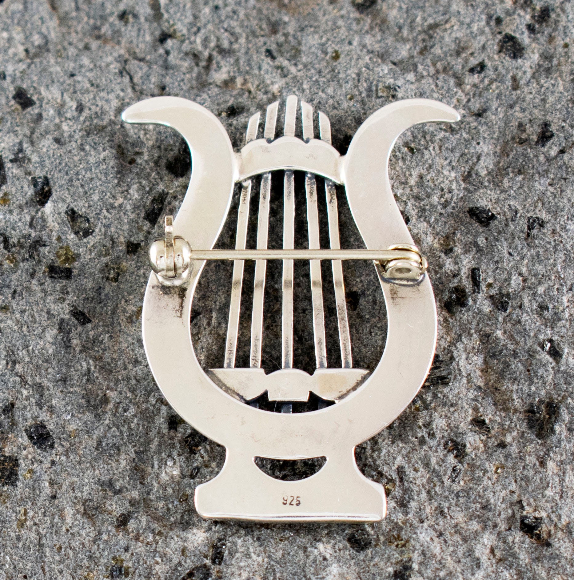 Lyre-harp Handcrafted Sterling Silver Brooch Pin-hermes Lyre-harp Handcrafted Sterling Silver Brooch Pin-hermes