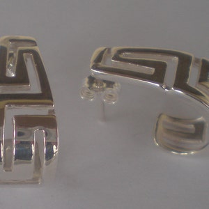 Ancient Greece Meander Sterling Silver 925 Earrings - Meandros Greek Key Design - Elegant Maiandros Key Style - Silver Meander Earrings