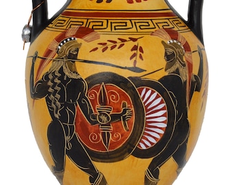 Trojan War Battle Scene - Iliad Homeric Epics - Hand painted Amphora Vase Pottery - Ancient Greek Mythology