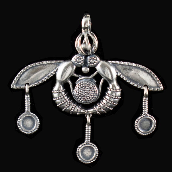 Minoan Malia Bees Handcrafted Silver Pendant-Symbol of Mutual Support-Heraklion Museum in Crete, Greece-Replica