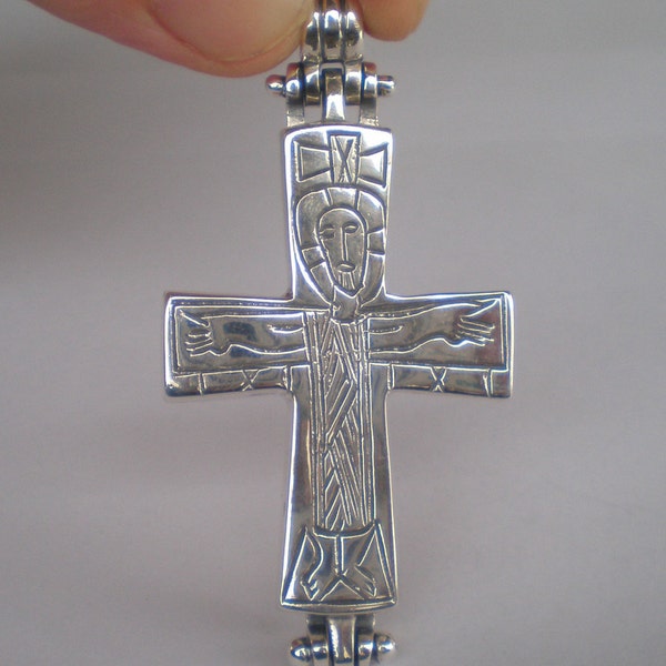 Reliquaire byzantin croix en argent 925 - Empire romain d'Orient - Fabriqué à la main en Grèce