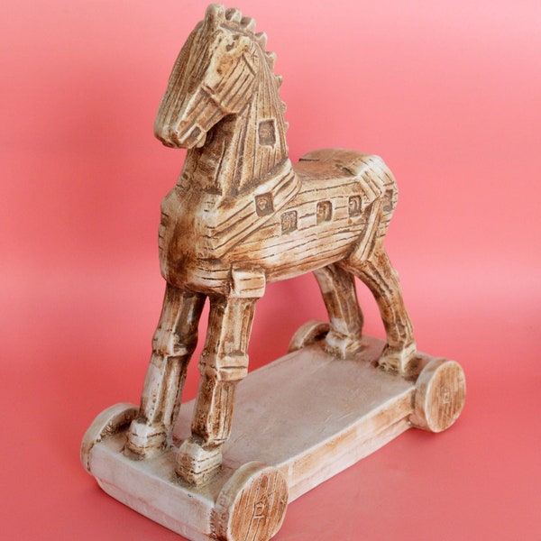 Trojan Horse Statue  Horse of Troy War Desktop Decorative Sculpture Gift Idea Ancient Greek Mythology