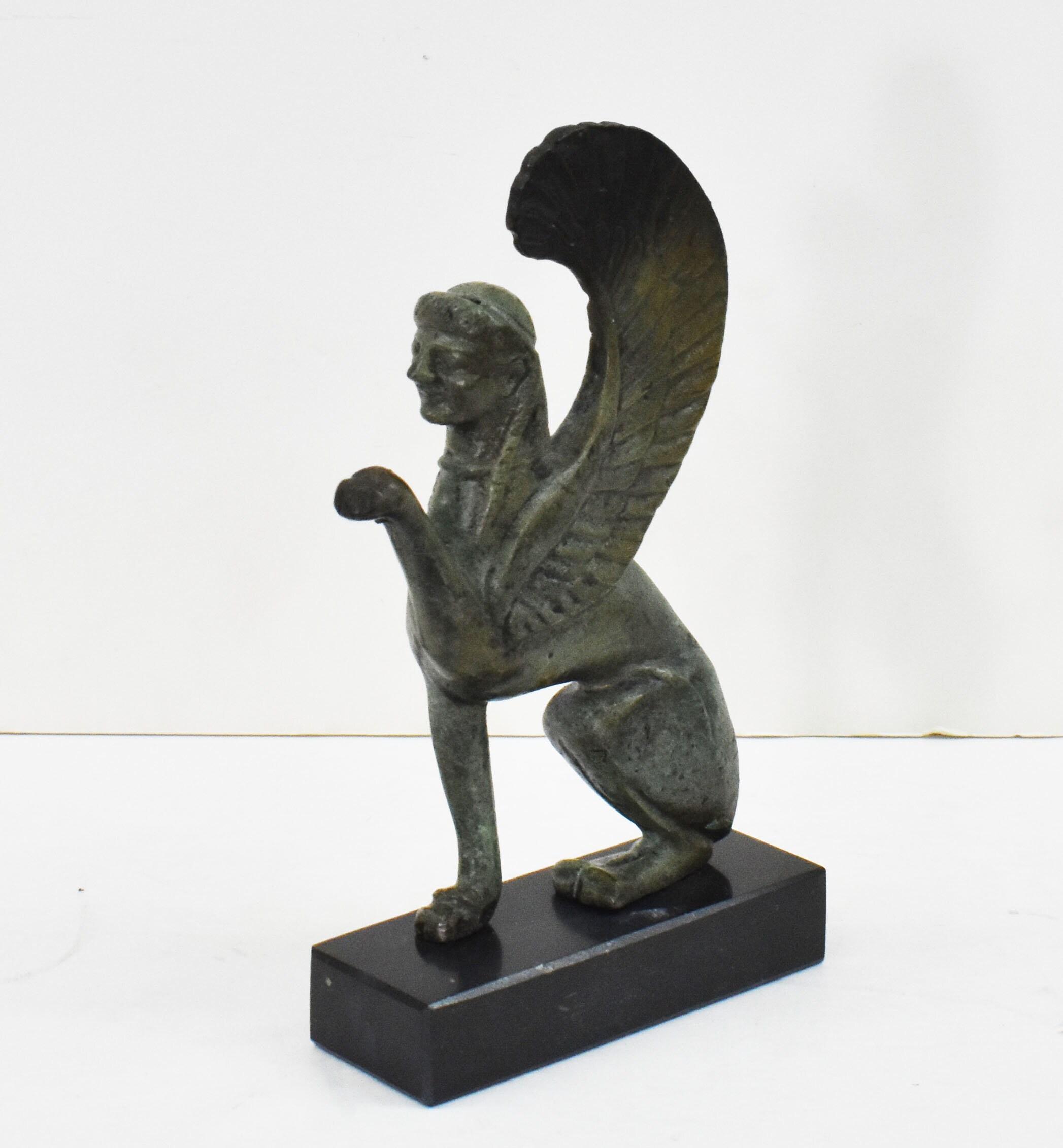 Small Bronze Sculpture of Greek Sphinx With Marble Base Mythical Female ...