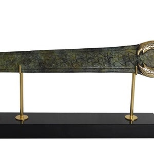 King Agamemnon&#39;s Sword Leader the Achaeans,Greeks in Trojan War Homer&#39;s Epic Iliad Bronze Decorative Item with Marble Base Office Decor