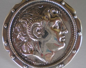 Alexander der Große Silber Anhänger Brosche Pin - Antikes Griechenland Makedonien Vergina