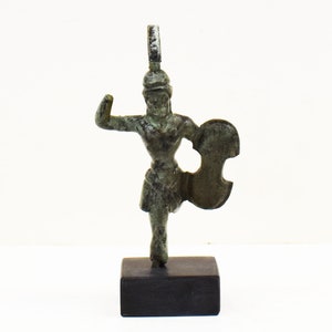 Ancient Greek Warrior - Small Bronze Statue - Marble Base - Trojan War - Homer&#39;s Iliad - Ancient Greek Mythology - Historical Art Piece